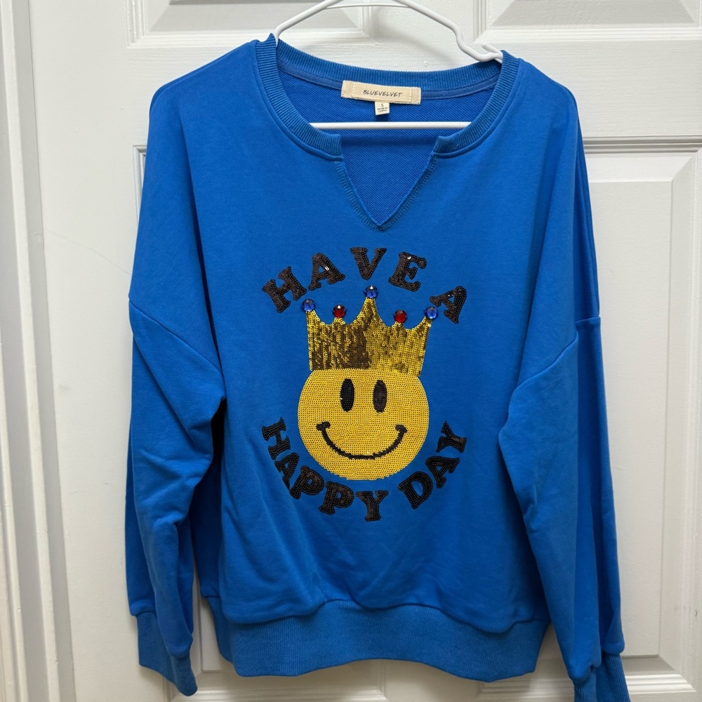 Velvet Blue Happy Day Sweatshirt